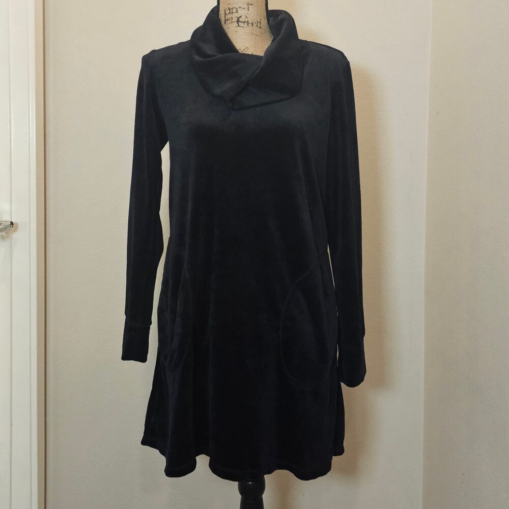 Max Studio Women's Velour Long Sleeve Cowl Neck Top Dress Size Small